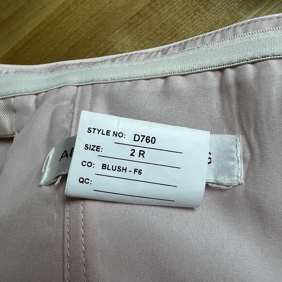 Alfred Sung D760 Off‎ the Shoulder Satin Twill Maxi Dress Gown Blush Pink Size 2 - Picture 9 of 13